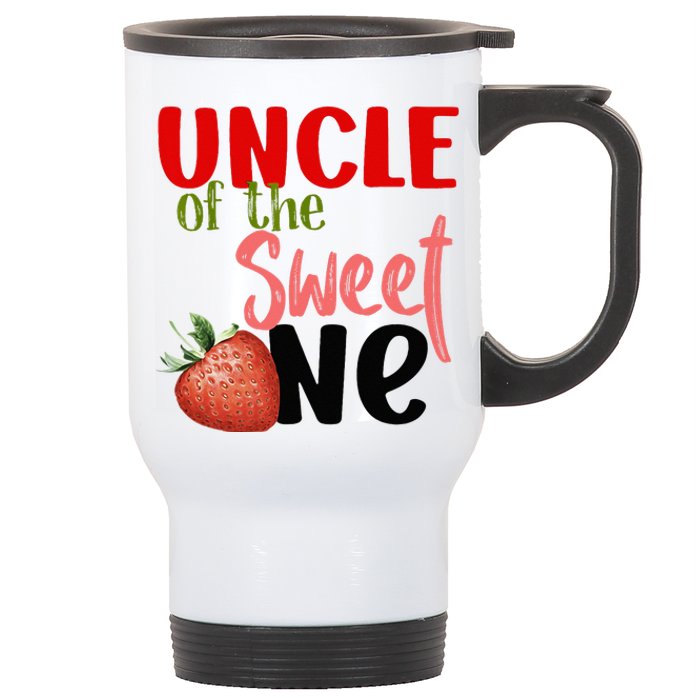 Uncle The Sweet One Strawberry Birthday Family Party Stainless Steel Travel Mug