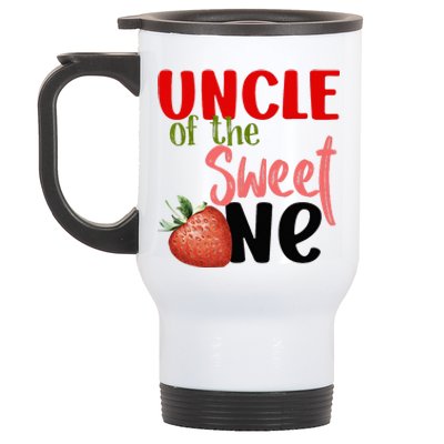 Uncle The Sweet One Strawberry Birthday Family Party Stainless Steel Travel Mug