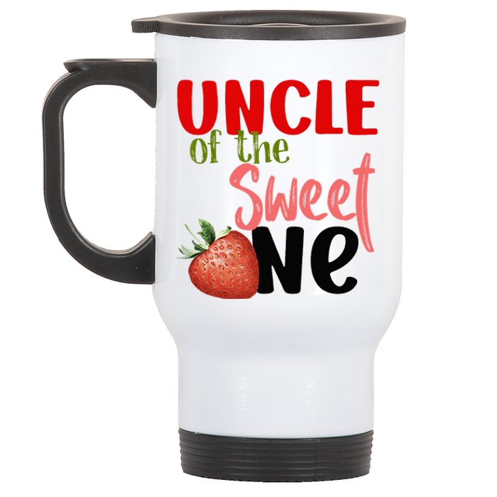 Uncle The Sweet One Strawberry Birthday Family Party Stainless Steel Travel Mug