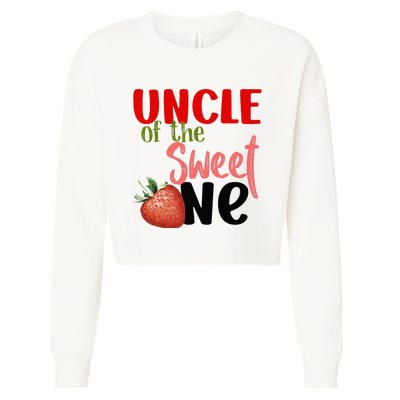 Uncle The Sweet One Strawberry Birthday Family Party Cropped Pullover Crew