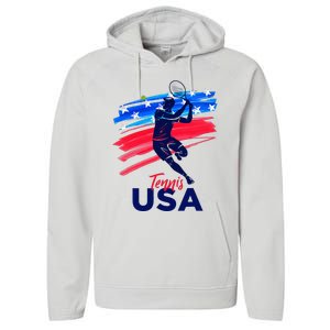 Usa Tennis Support The T.E.A.M. U.S.A Tennis Lover Performance Fleece Hoodie