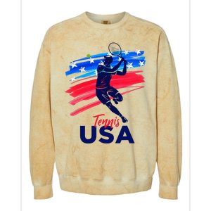 Usa Tennis Support The T.E.A.M. U.S.A Tennis Lover Colorblast Crewneck Sweatshirt