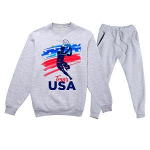 Usa Tennis Support The T.E.A.M. U.S.A Tennis Lover Premium Crewneck Sweatsuit Set