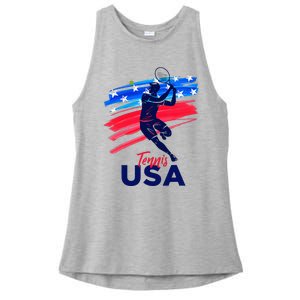 Usa Tennis Support The T.E.A.M. U.S.A Tennis Lover Ladies PosiCharge Tri-Blend Wicking Tank