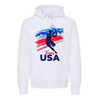 Usa Tennis Support The T.E.A.M. U.S.A Tennis Lover Premium Hoodie