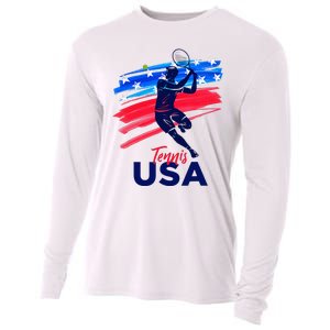 Usa Tennis Support The T.E.A.M. U.S.A Tennis Lover Cooling Performance Long Sleeve Crew