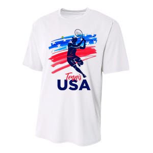 Usa Tennis Support The T.E.A.M. U.S.A Tennis Lover Performance Sprint T-Shirt