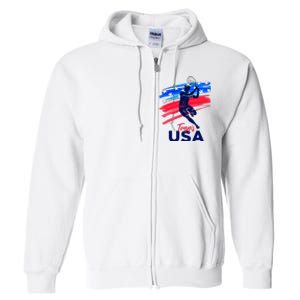 Usa Tennis Support The T.E.A.M. U.S.A Tennis Lover Full Zip Hoodie