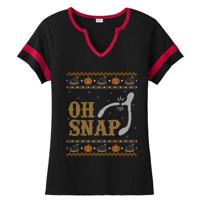 Ugly Thanksgiving Sweater Funny Oh Snap Wish Gift Ladies Halftime Notch Neck Tee