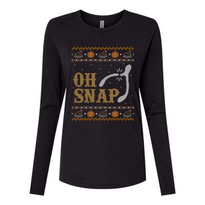 Ugly Thanksgiving Sweater Funny Oh Snap Wish Gift Womens Cotton Relaxed Long Sleeve T-Shirt