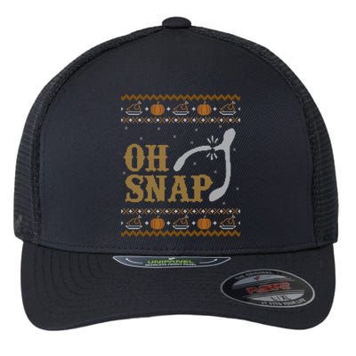 Ugly Thanksgiving Sweater Funny Oh Snap Wish Gift Flexfit Unipanel Trucker Cap