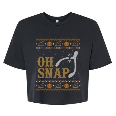 Ugly Thanksgiving Sweater Funny Oh Snap Wish Gift Bella+Canvas Jersey Crop Tee