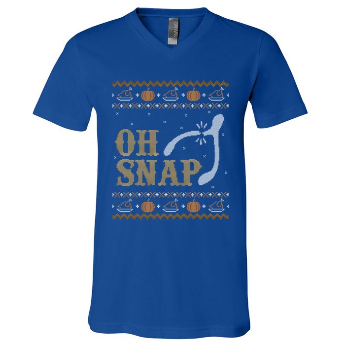 Ugly Thanksgiving Sweater Funny Oh Snap Wish Gift V-Neck T-Shirt