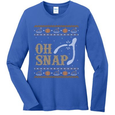 Ugly Thanksgiving Sweater Funny Oh Snap Wish Gift Ladies Long Sleeve Shirt