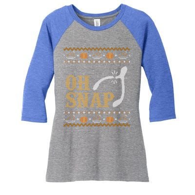 Ugly Thanksgiving Sweater Funny Oh Snap Wish Gift Women's Tri-Blend 3/4-Sleeve Raglan Shirt