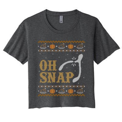 Ugly Thanksgiving Sweater Funny Oh Snap Wish Gift Women's Crop Top Tee