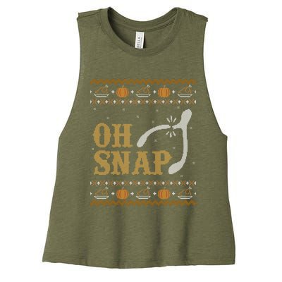 Ugly Thanksgiving Sweater Funny Oh Snap Wish Gift Women's Racerback Cropped Tank