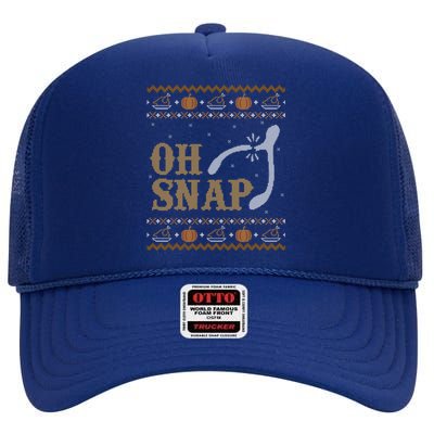 Ugly Thanksgiving Sweater Funny Oh Snap Wish Gift High Crown Mesh Back Trucker Hat