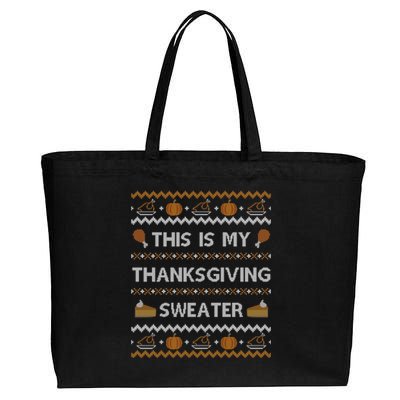 Ugly Thanksgiving Sweater Funny This Is My Great Gift Great Gift Cotton Canvas Jumbo Tote