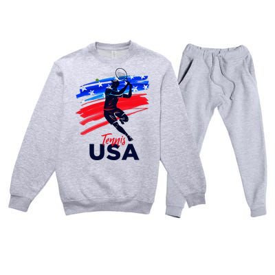 Usa Tennis Support The T.E.A.M U.S.A Tennis Lover Premium Crewneck Sweatsuit Set