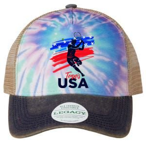 Usa Tennis Support The T.E.A.M U.S.A Tennis Lover Legacy Tie Dye Trucker Hat