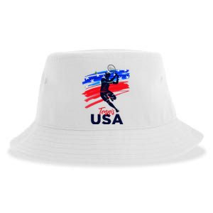 Usa Tennis Support The T.E.A.M U.S.A Tennis Lover Sustainable Bucket Hat