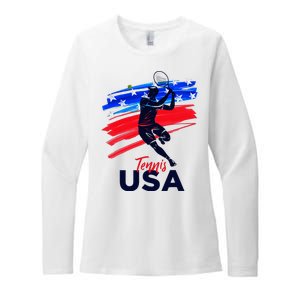 Usa Tennis Support The T.E.A.M U.S.A Tennis Lover Womens CVC Long Sleeve Shirt