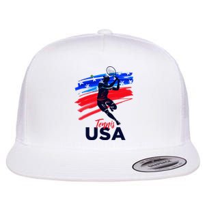 Usa Tennis Support The T.E.A.M U.S.A Tennis Lover Flat Bill Trucker Hat