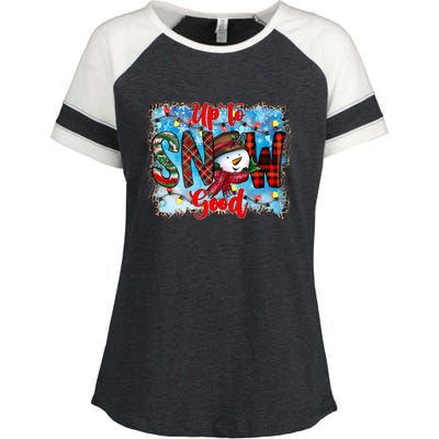 Up To Snow Good Christmas Holiday Season Cute Gift Enza Ladies Jersey Colorblock Tee