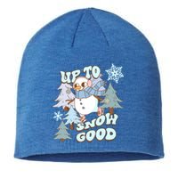 Up To Snow Good Cute Vintage Christmas Season Design Gift Sustainable Beanie