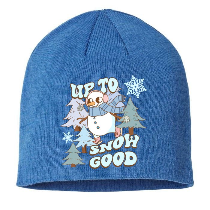 Up To Snow Good Cute Vintage Christmas Season Design Gift Sustainable Beanie