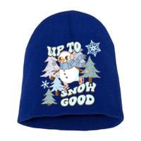 Up To Snow Good Cute Vintage Christmas Season Design Gift Short Acrylic Beanie