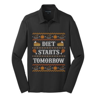 Ugly Thanksgiving Sweater Funny Diet Tomorrow Meaningful Gift Meaningful Gift Silk Touch Performance Long Sleeve Polo