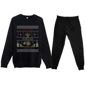 Up To Snow Good Funny Ugly Christmas Sweater Style Graphic Gift Premium Crewneck Sweatsuit Set