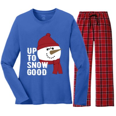 Up To Snow Good Funny Winter Snow Meaningful Gift Women's Long Sleeve Flannel Pajama Set 