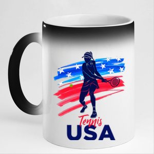 Usa Tennis Support The Team U.S.A Tennis Lover 11oz Black Color Changing Mug