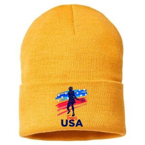 Usa Tennis Support The Team U.S.A Tennis Lover Sustainable Knit Beanie