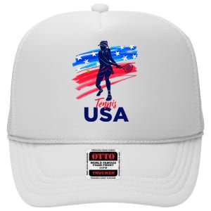 Usa Tennis Support The Team U.S.A Tennis Lover High Crown Mesh Back Trucker Hat