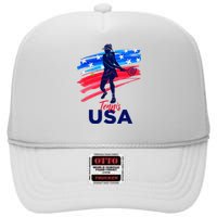 Usa Tennis Support The Team U.S.A Tennis Lover High Crown Mesh Back Trucker Hat