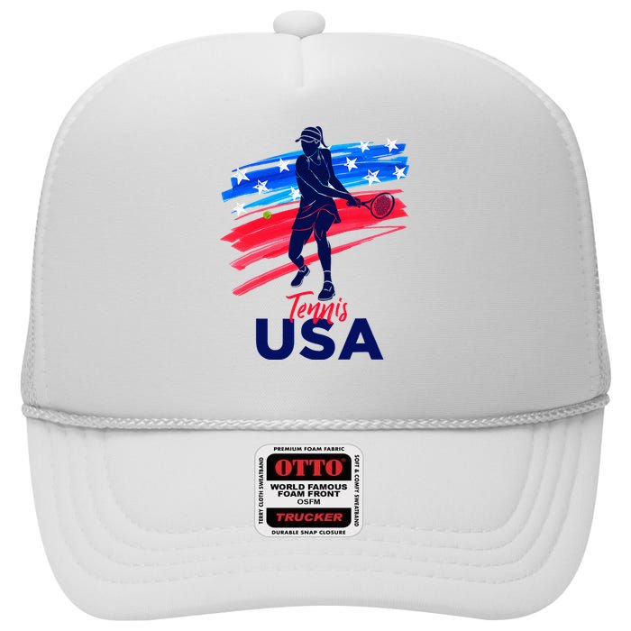 Usa Tennis Support The Team U.S.A Tennis Lover High Crown Mesh Back Trucker Hat