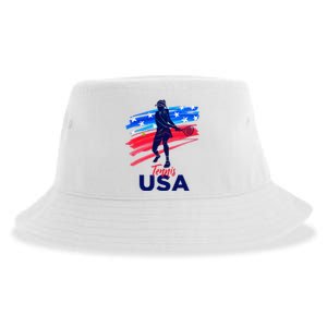 Usa Tennis Support The Team U.S.A Tennis Lover Sustainable Bucket Hat