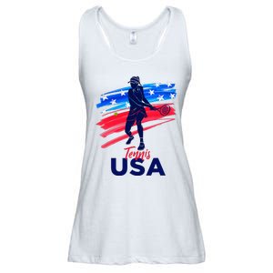 Usa Tennis Support The Team U.S.A Tennis Lover Ladies Essential Flowy Tank