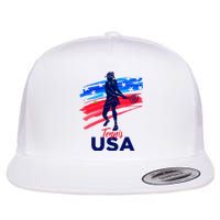 Usa Tennis Support The Team U.S.A Tennis Lover Flat Bill Trucker Hat