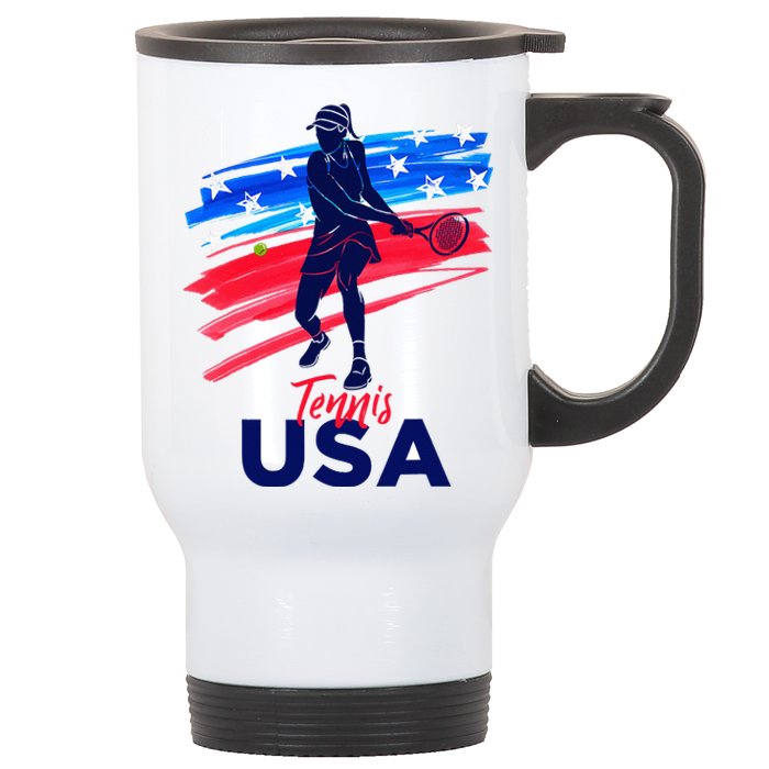 Usa Tennis Support The Team U.S.A Tennis Lover Stainless Steel Travel Mug