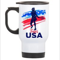 Usa Tennis Support The Team U.S.A Tennis Lover Stainless Steel Travel Mug