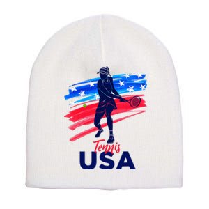 Usa Tennis Support The Team U.S.A Tennis Lover Short Acrylic Beanie