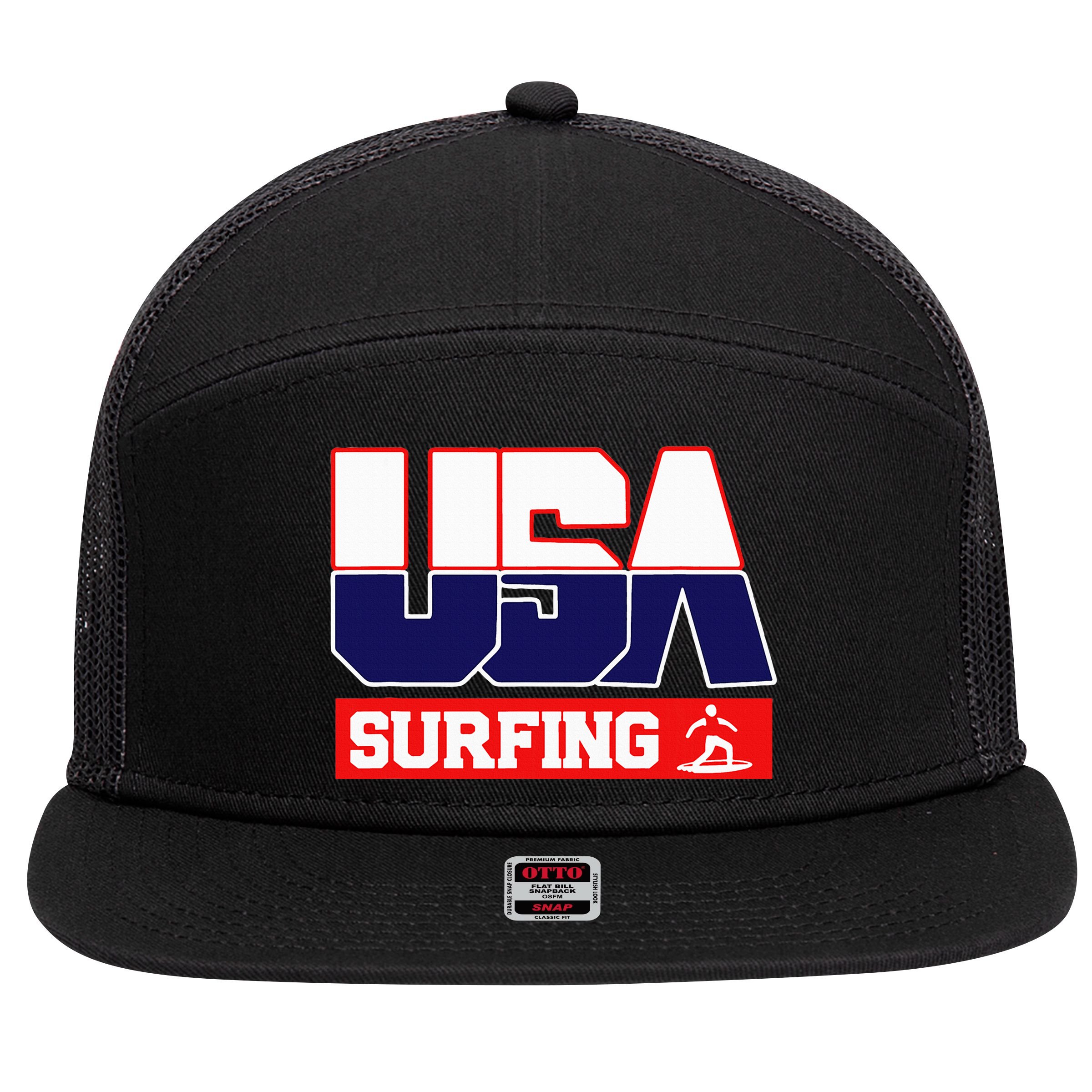Usa Team Surfing American Sports 7 Panel Mesh Trucker Snapback Hat