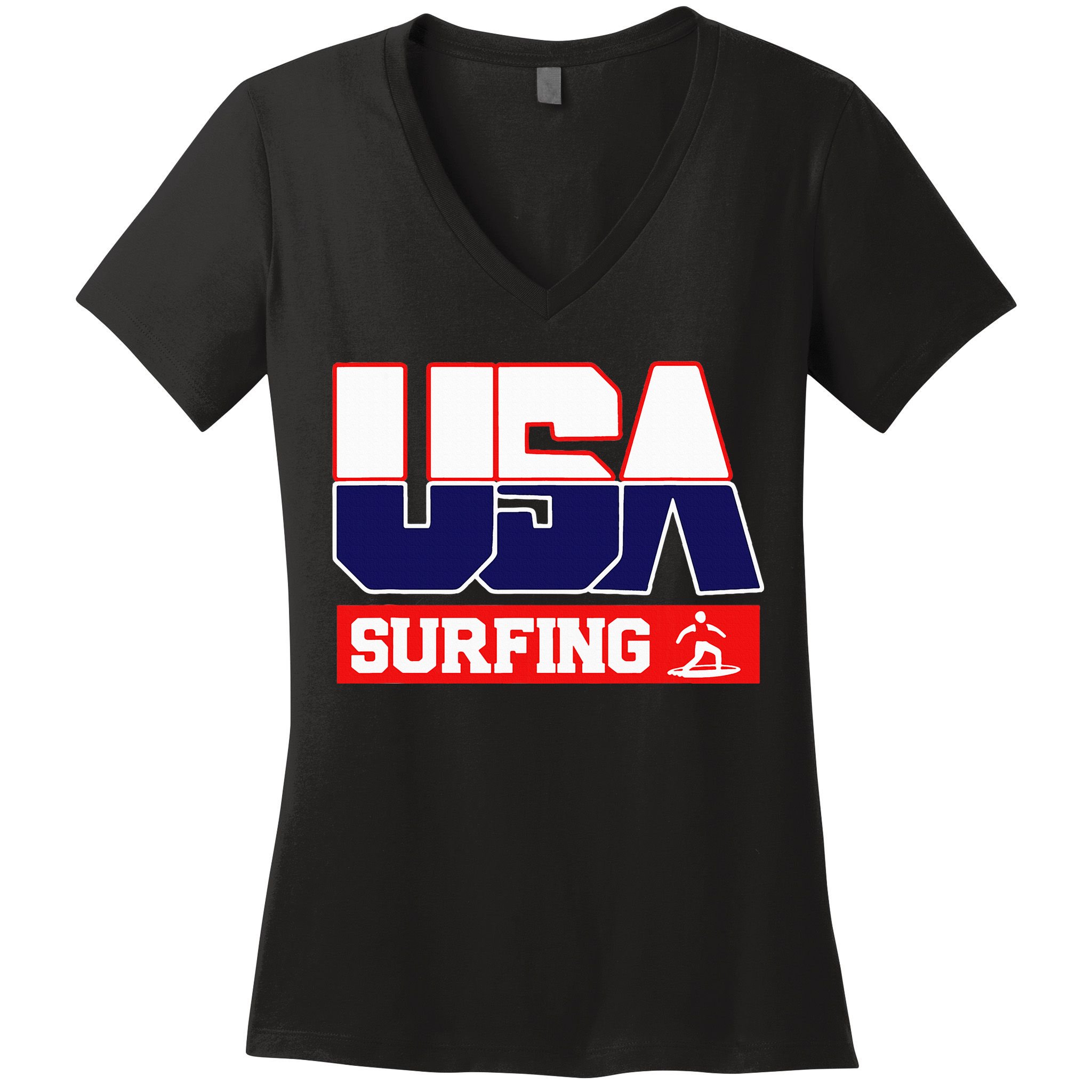 Usa Team Surfing American Sports Women's V-Neck T-Shirt