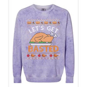 Ugly Thanksgiving Sweater Funny Basted Turkey Gift Colorblast Crewneck Sweatshirt