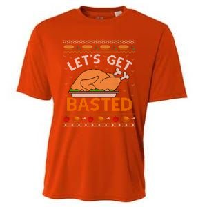 Ugly Thanksgiving Sweater Funny Basted Turkey Gift Cooling Performance Crew T-Shirt